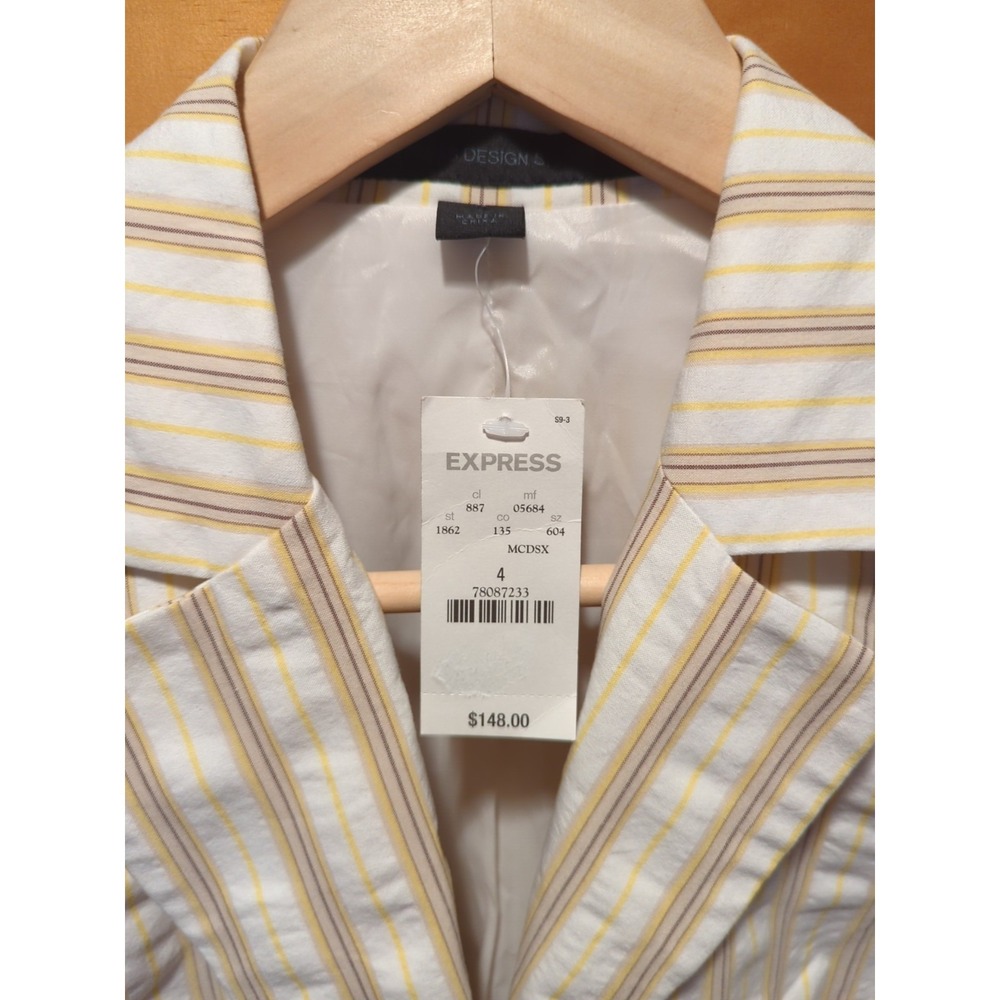 New Express Women's Suit - Blazer and Pants Set Size 4 Pinstripe Cream READ! - Picture 5 of 13